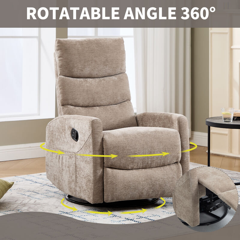 Heat Massage Manual Recliner Chair with Rocker and Swivel in Fabric image number 3