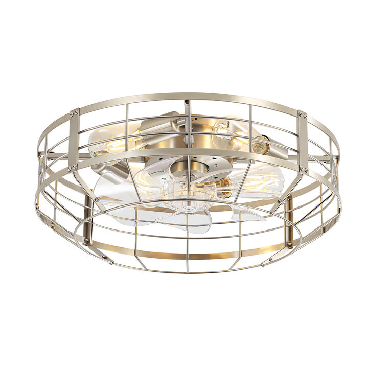 Breezary 20" Caged Ceiling Fan with Light, 4 E26 Bulb Base, 6 Speed , Reversible, Remote Control
