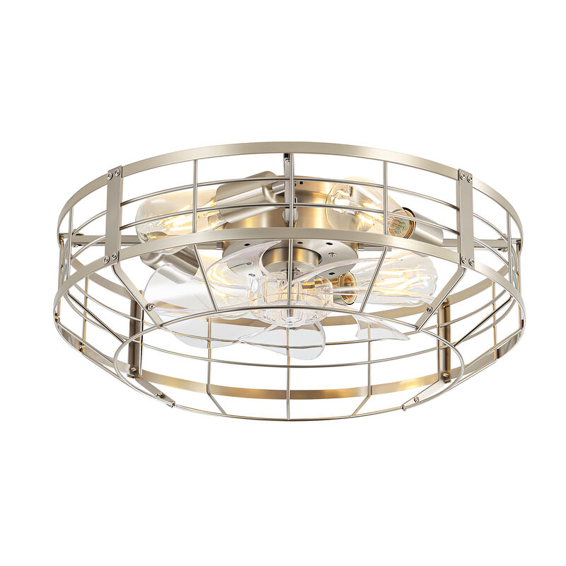 Breezary 20" Caged Ceiling Fan with Light, 4 E26 Bulb Base, 6 Speed , Reversible, Remote Control image number 1