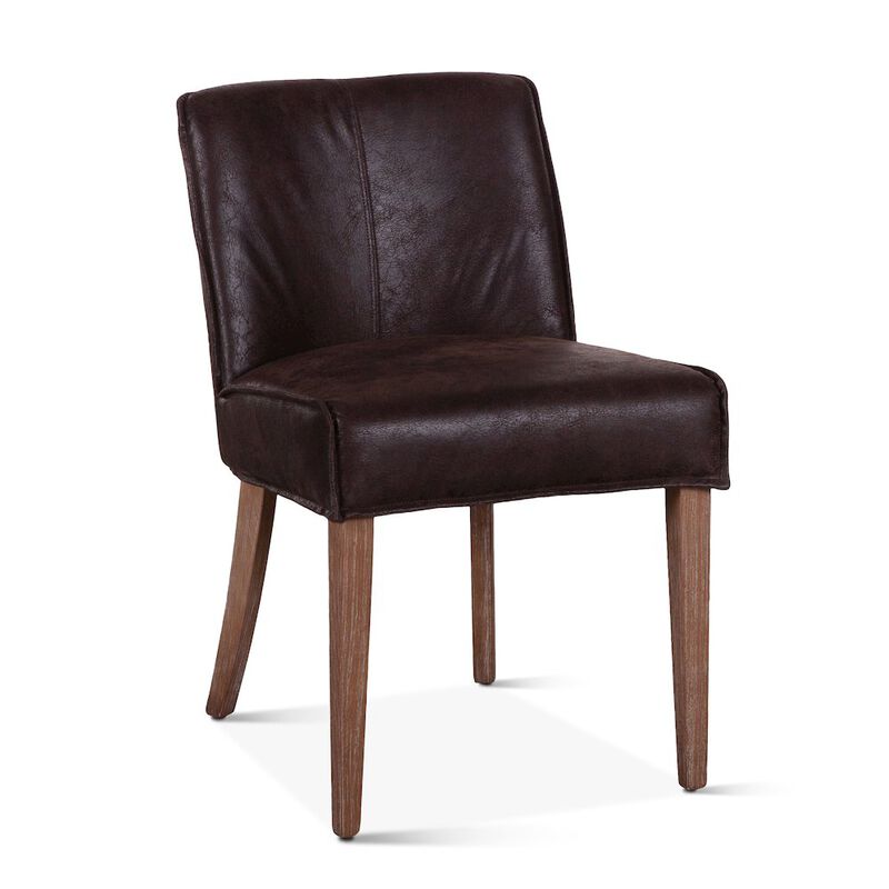 World Interiors Avery Dining Chair in Dark Brown Leather with Natural Legs