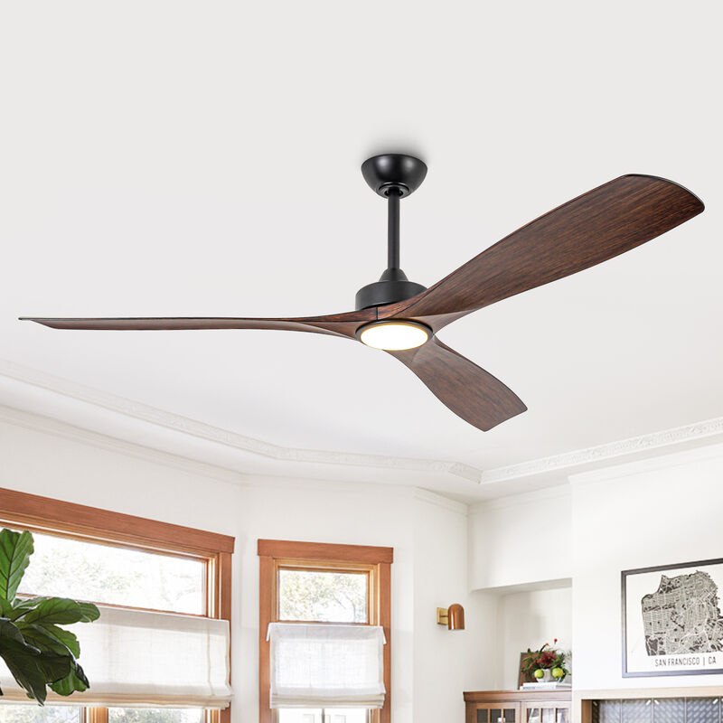 60" Large Modern Ceiling Fan with Dimmable LED Lights, DC Motor, 6 Speeds, Remote Control