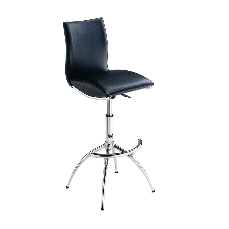 Streamdale Modern Barstool Leatherette/Chrome Adjustable Height In Black Color image number 2