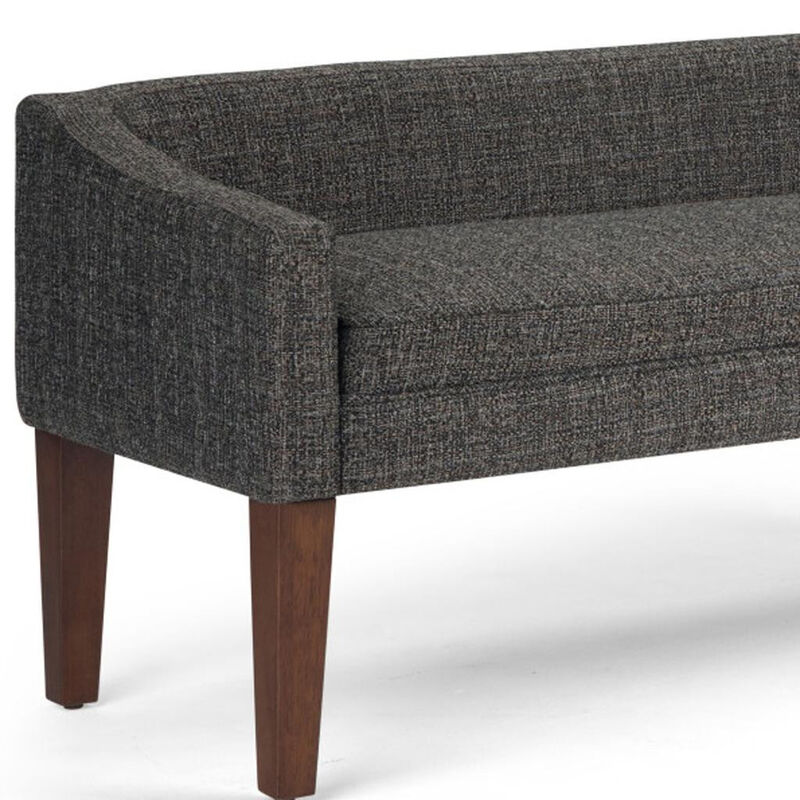 HomeRoots 50" Beige and Brown Fabric and Wood Upholstered Bench image number 3