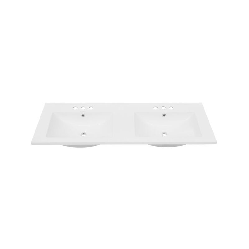 48" 3-Hole Widespread Double Basin Vanity Sink Top in Matte Black image number 2