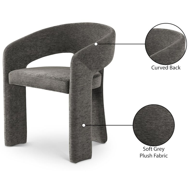 Meridian Furniture Rendition Grey Plush Fabric Dining Chair