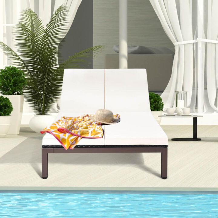 Hivvago 2-Person Patio Rattan Lounge Chair with Adjustable Backrest
