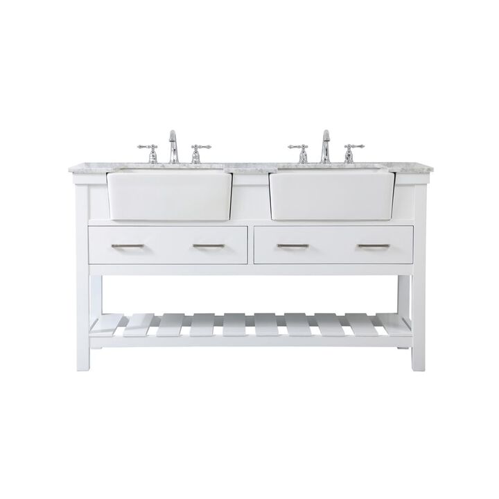 Elegant Kitchen and Bath 60 inch double bathroom vanity in white