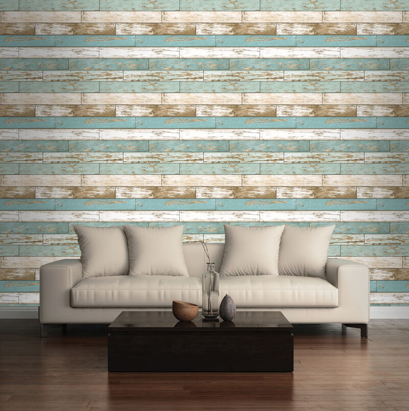 Juda Blue Scrap Wood Wallpaper image number 2