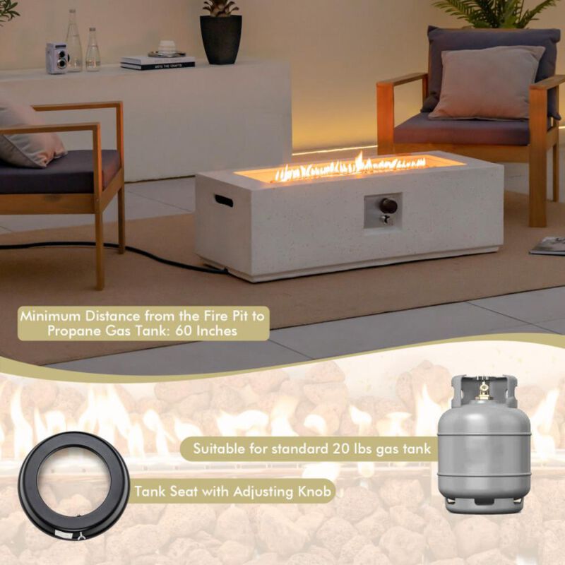 Hivvago 42 Inch 50 000 BTU Rectangle Terrazzo Fire Pit Table with PVC Cover