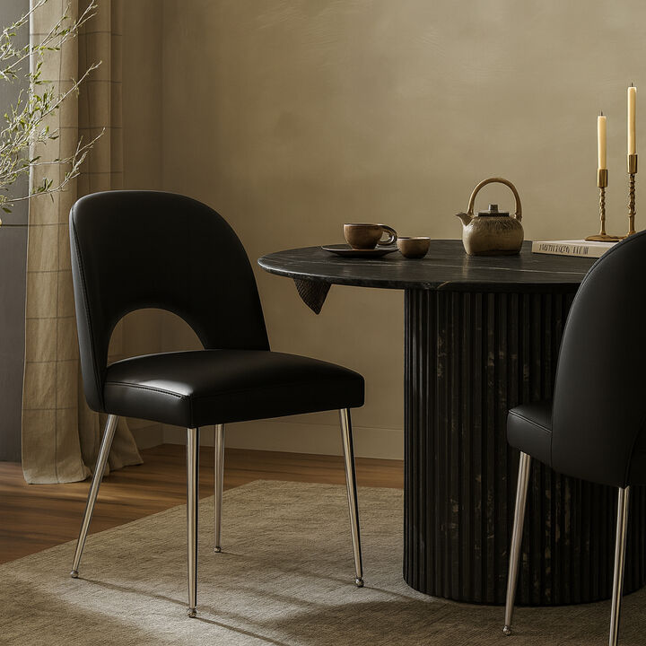 Meridian Furniture Logan Black Vegan Leather Dining Chair, Set of 2