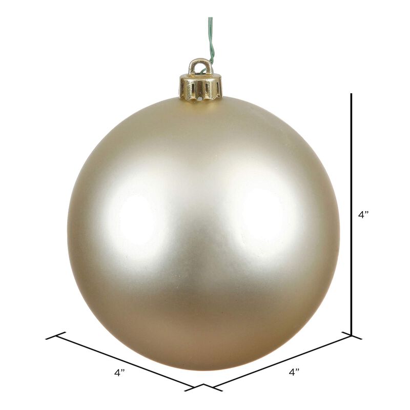 Vickerman Drilled UV Matte Ball Ornaments-6 Per Bag, 4-Inch, Champagne image number 4