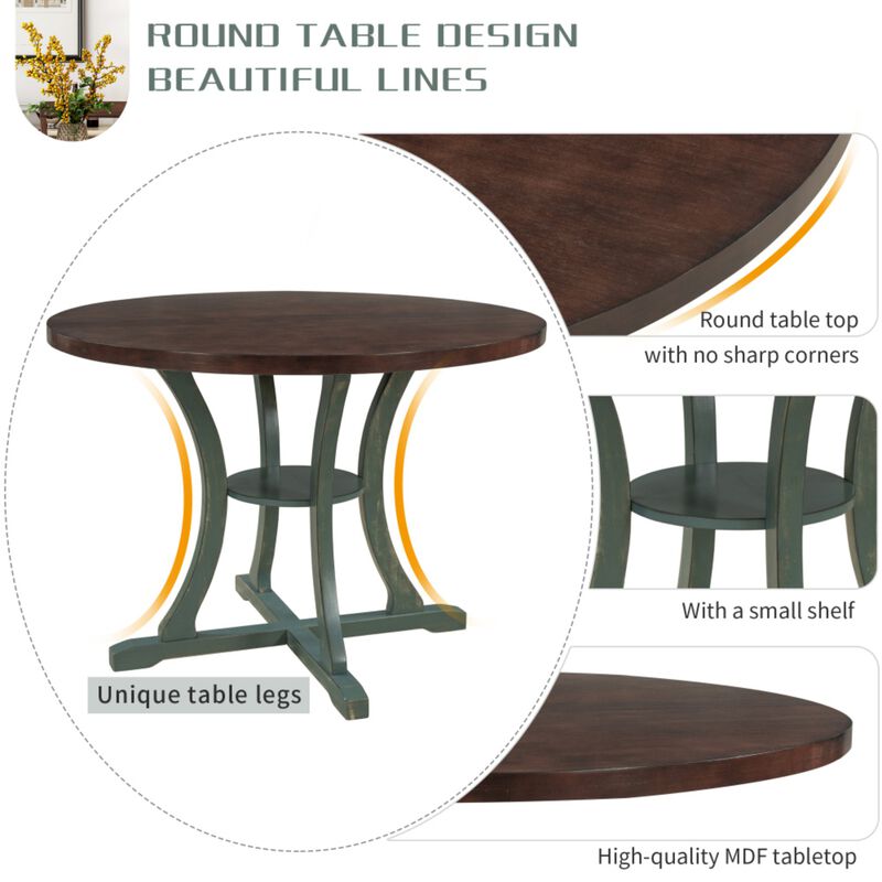 Krafti 5‑Piece Retro Round Dining Table Set image number 5