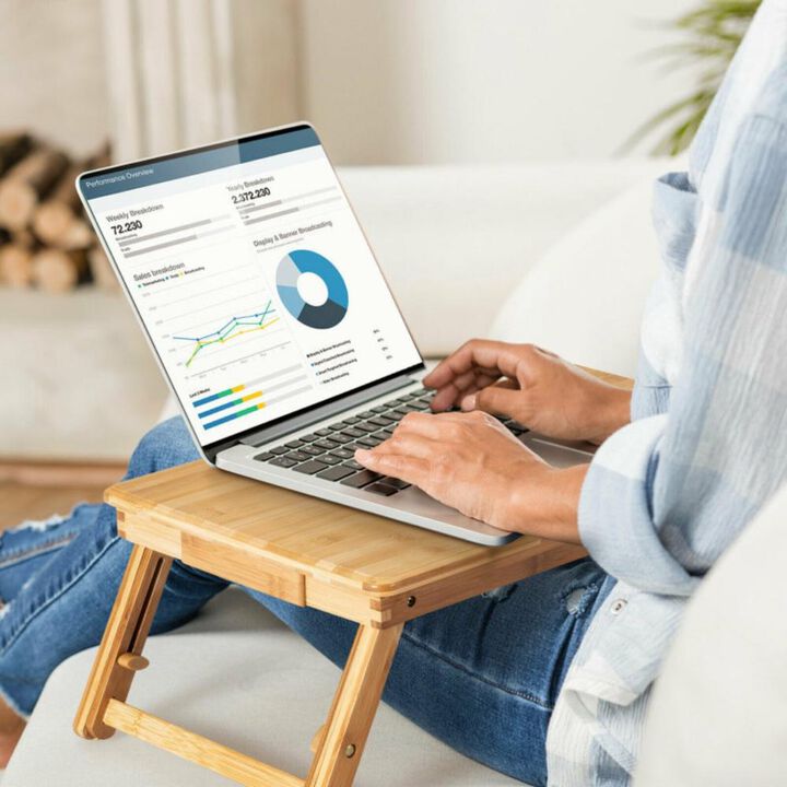 Hivvago Adjustable Bamboo Laptop Desk with Tilting Top and Drawer