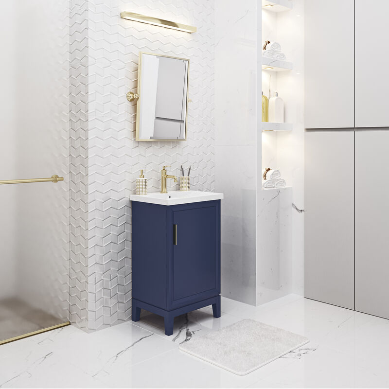 Elsa 20 In. Integrated Ceramic Sink Top Bath Vanity in Monarch Blue