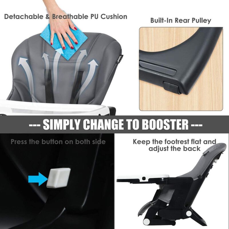 Hivvago 4-in-1 High Chair Booster Seat with Adjustable Height and Recline