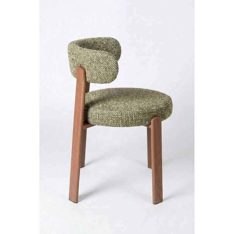 Upholstered Curved Back Wood-look Metal Frame 2pc Dining Chairs image number 3