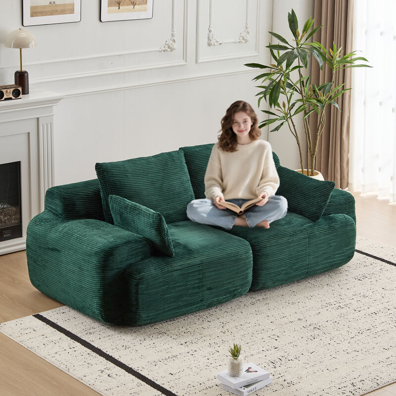 Whisen Large Memory Foam Compressed Loveseats with Corduroy Fabric image number 2