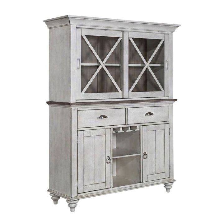 Liberty Furniture Traditional Rubberwood Hutch & Buffet in Pine Veneers for Dining Room Storage