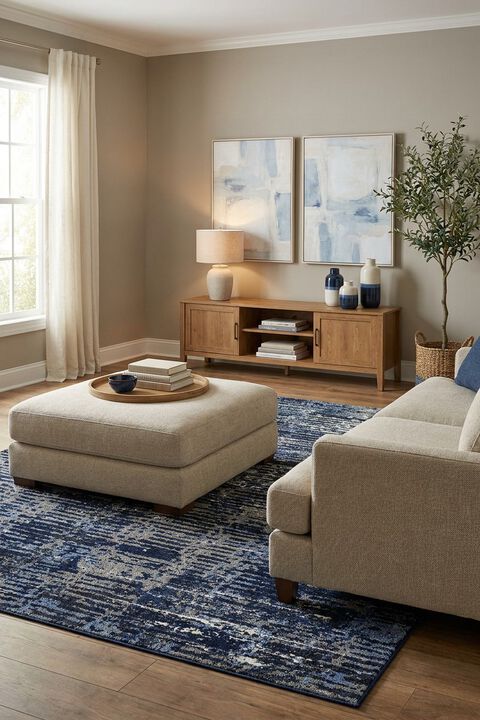 Viera VR-09 Dark Blue/Grey 3'10" x 5'7" Rug