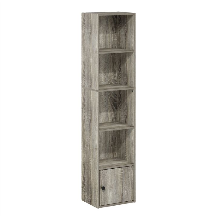 Furinno Luder Shelf Bookcase with 1 Door Storage Cabinet, French Oak
