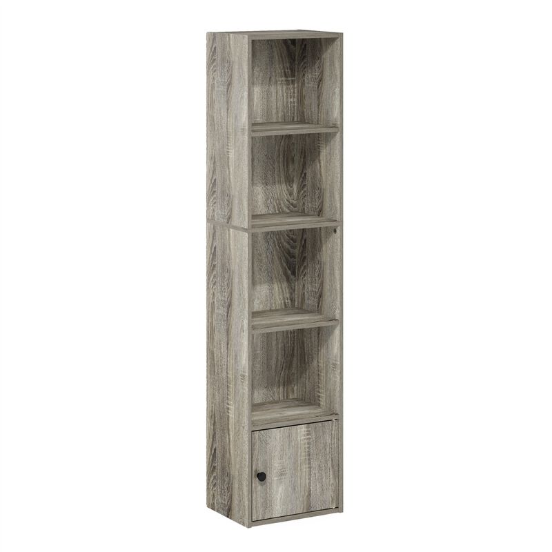 Furinno Luder Shelf Bookcase with 1 Door Storage Cabinet, French Oak