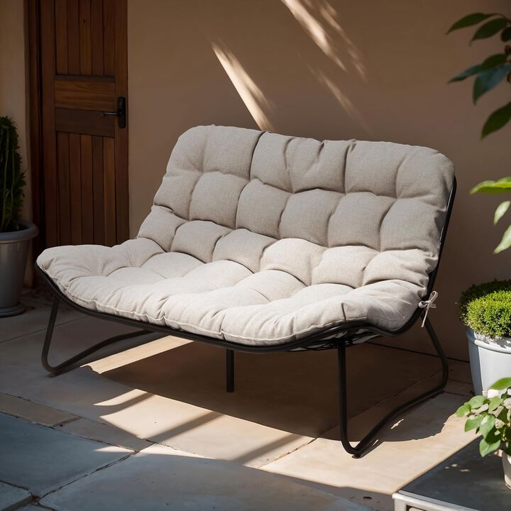 Outdoor Loveseat, Patio Loveseat Sofa, 2-Seat Sofa with Soft Cushion, Outdoor Couch Patio Furniture for Balcony, Poolside, Backyard, Porch