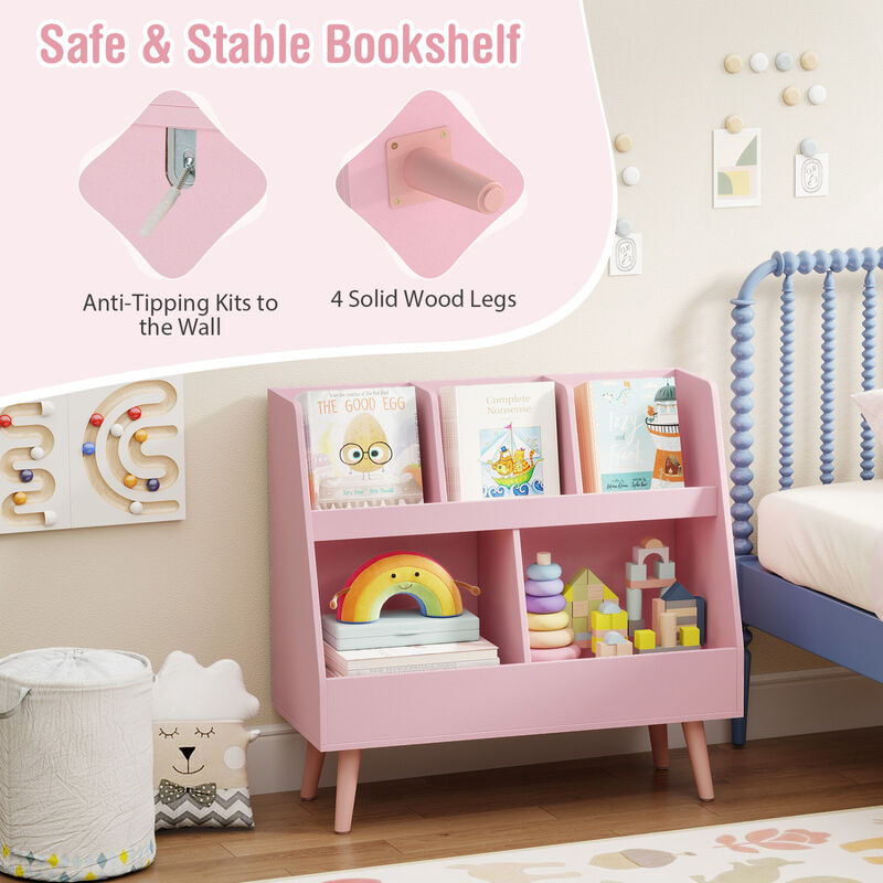 5 Cube Toy Storage Organizer and Kids Bookshelf with Anti Tipping Kits for Bedroom image number 5