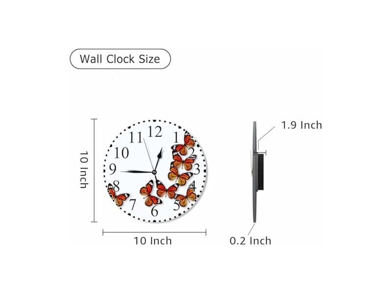 Monarch Butterfly Colorful Laundry Wall Clock 10 Inch Silent Non Ticking image number 1