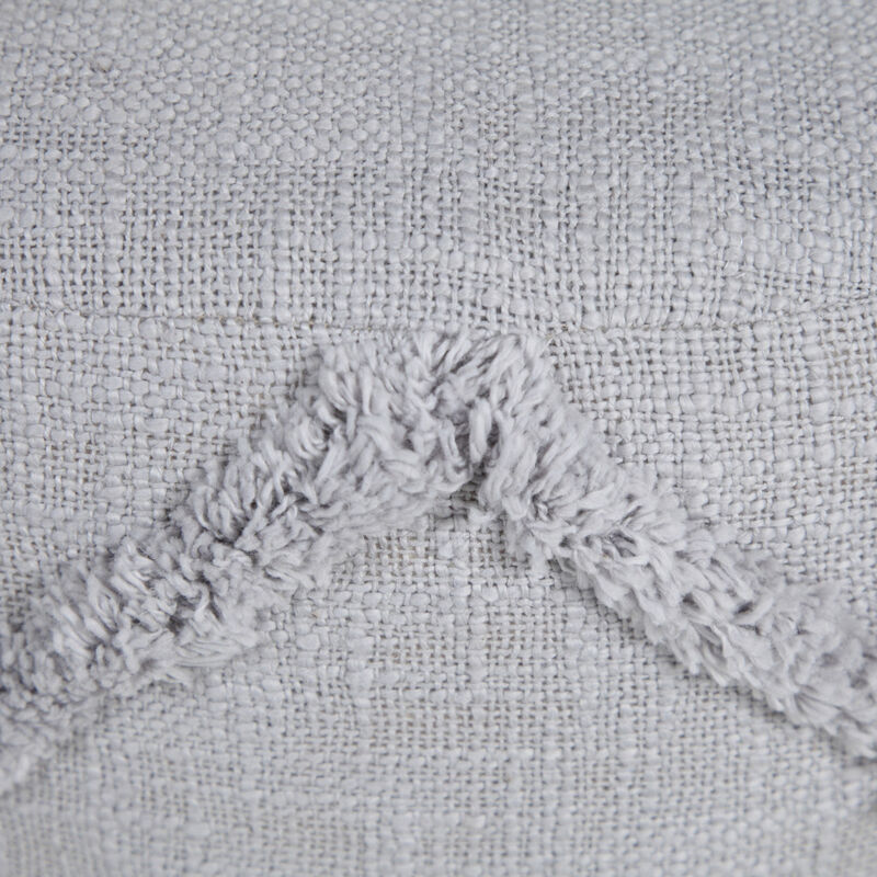 Hivvago 18 Inch Gray Cotton Cylinder Geometric Pouf Ottoman