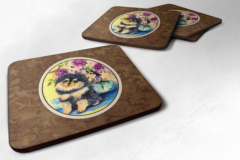 Caroline's Treasures SS8290FC Pomeranian Foam Coasters (Set of 4), 3.5 H x 3.5 W, Multicolor image number 0