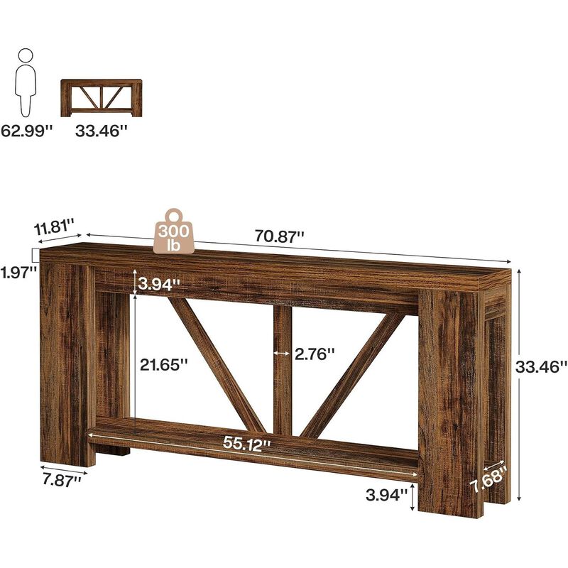 Tribesigns Farmhouse 2-Tier Console Table image number 5