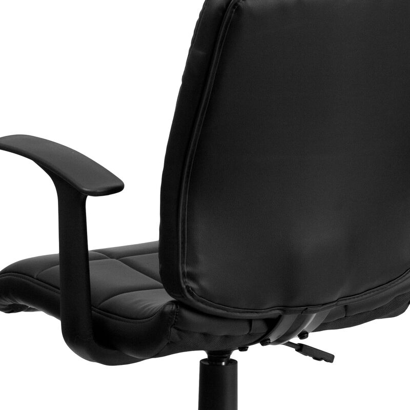 Clayton Mid-Back Quilted Vinyl Swivel Task Office Chair with Arms image number 5