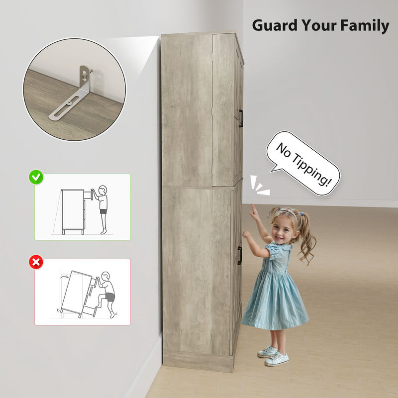 Hivvago Tall Pantry Cabinet with Adjustable and Door Shelves image number 7