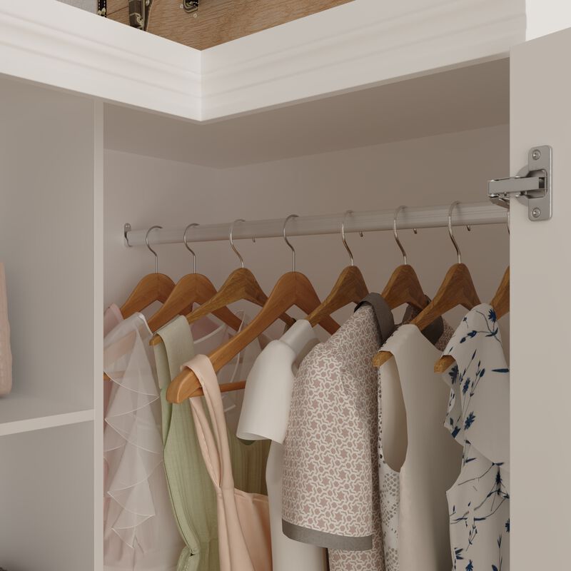 FUFU&GAGA Large Capacity Multifunctional Wardrobe with Concealed Storage, 6 Doors and 4 Drawers with Hanging Rod, (98.4 in. W x 20.6 in. D x 74.2 in. H), White