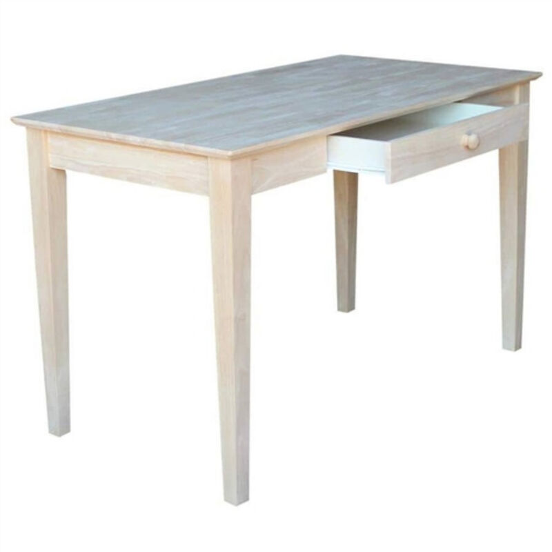 Solid Wood Writing Desk with Drawer &ndash; Unfinished Laptop Computer Table