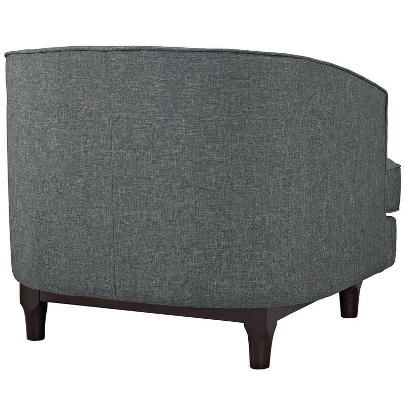 Modway Coast Fabric Upholstered Fabric Contemporary Modern Accent Arm Lounge Chair in Gray