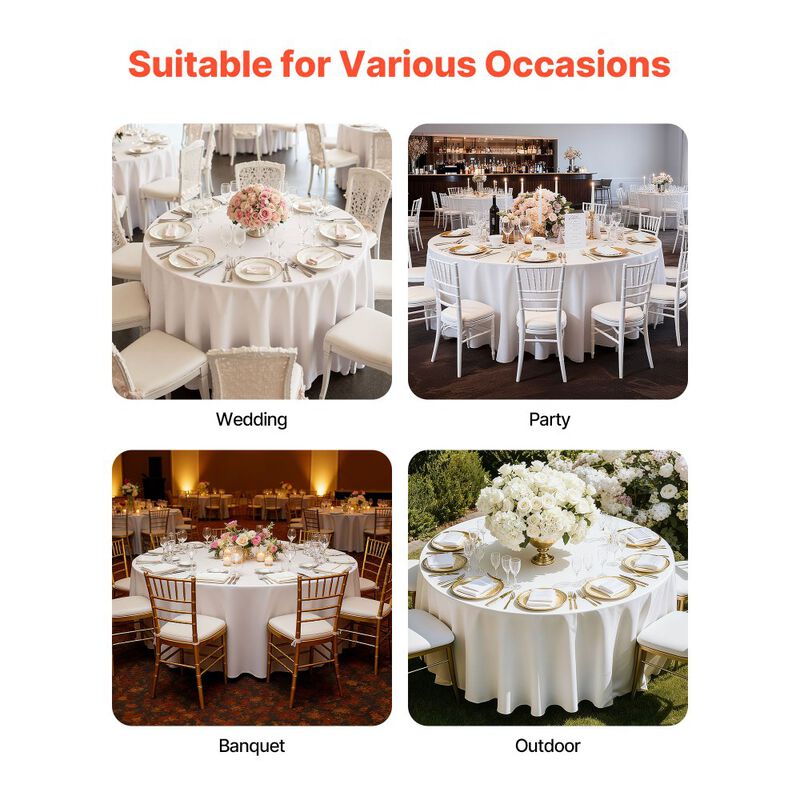 Machine Washable Round Tablecloths, 2 Pack Polyester Covers for Party, Banquet, and Dining Tables-White image number 3