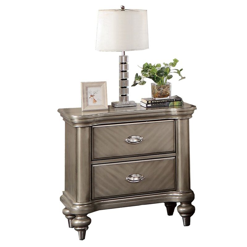 Simple Relax 2 Drawer Nightstand with Round Legs in Grey image number 0