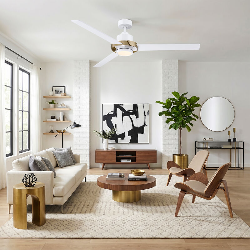 60" Modern White Reversible DC Motor Dimmable LED Large Ceiling Fan with Light and Remote for Bedroom, Living Room or Office image number 2