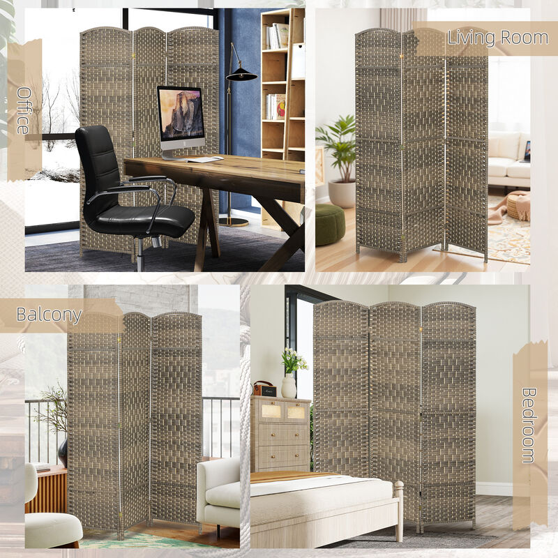Hivvago 6' Tall Freestanding Wood Privacy Screen with 3 Panels image number 6