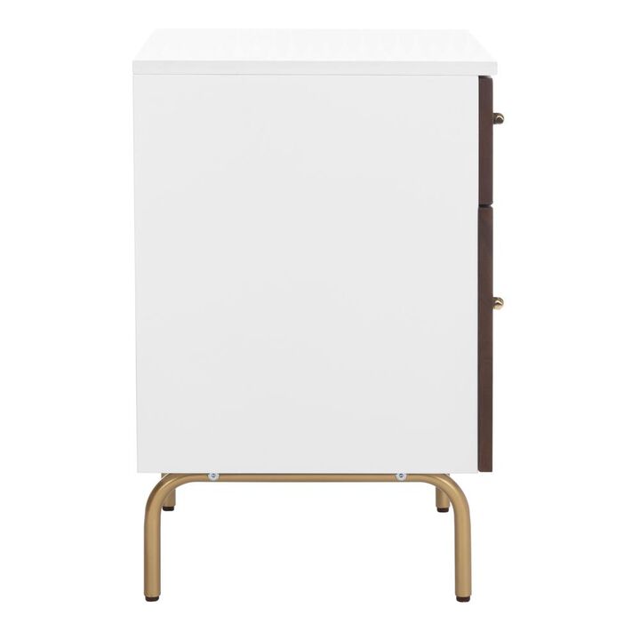 Safavieh Genevieve 2 Drawer Nightstand, White/Gold