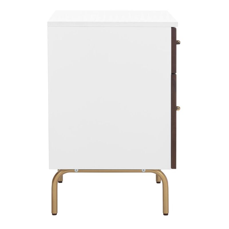 Safavieh Genevieve 2 Drawer Nightstand, White/Gold