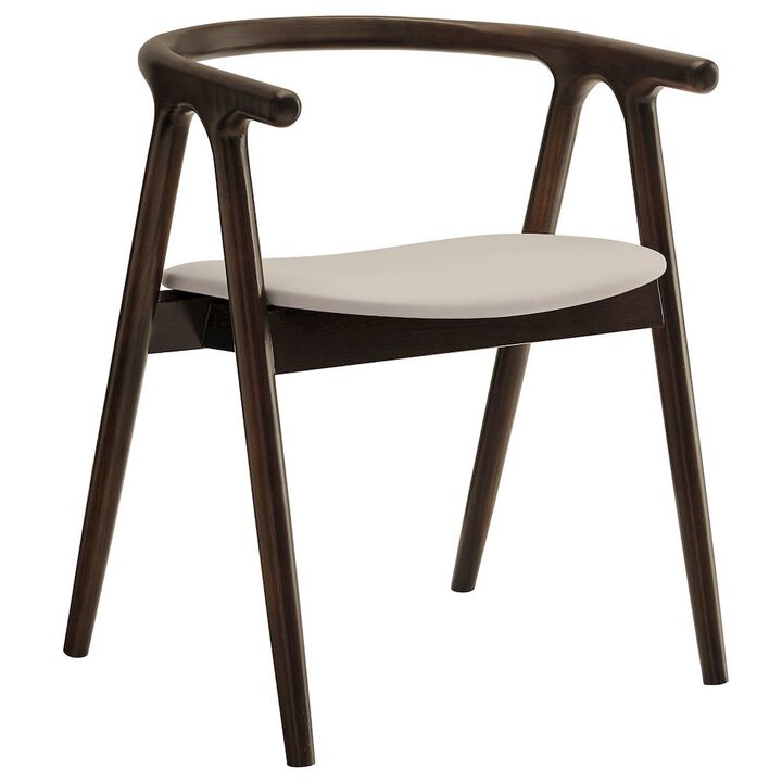 Modway Henry Solid Wood Curved Back Dining Chair in Black &ndash; Single Wood Dining Chair with Faux Leather Upholstered Seat &ndash; Modern Dining Room Armchair or Accent Chair