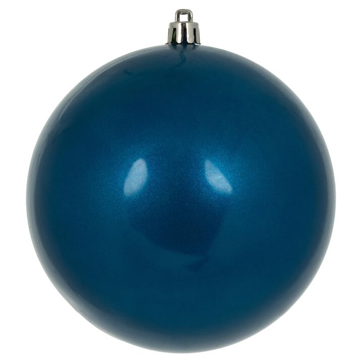 Vickerman 4.75" Blue Candy Ball Ornament, 4 per Bag