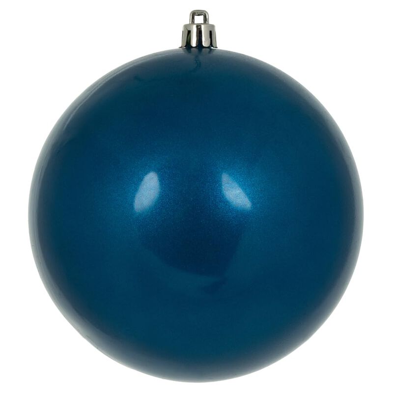 Vickerman 4.75" Blue Candy Ball Ornament, 4 per Bag image number 0