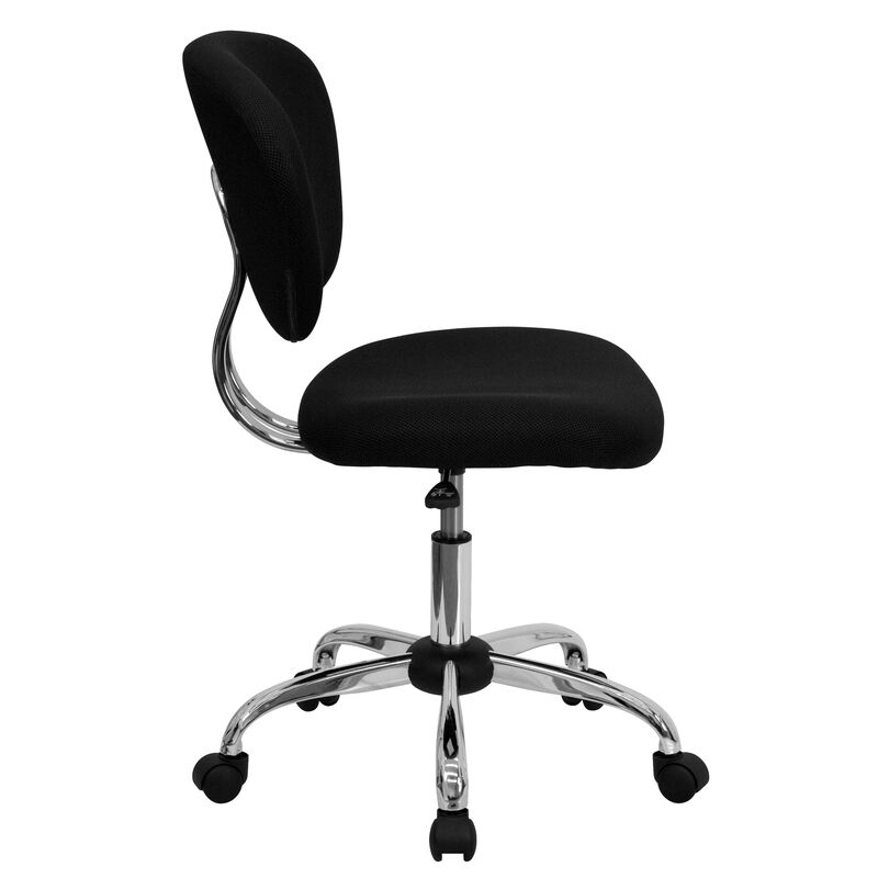 Beverly Mid-Back White Mesh Padded Swivel Task Office Chair with Chrome Base image number 7