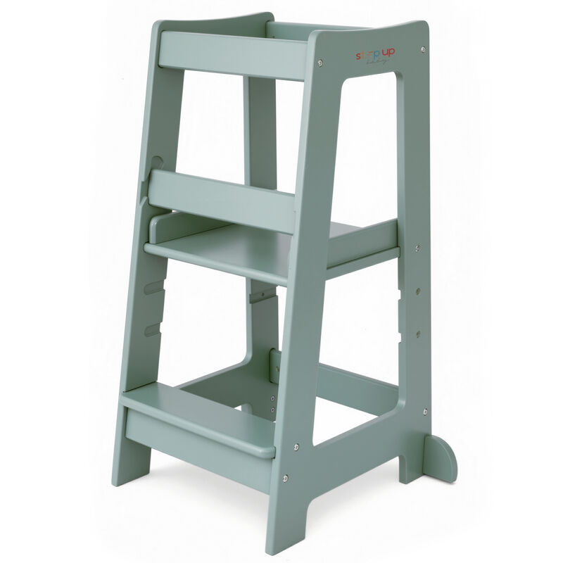 Stepup Baby&reg; Adjustable Toddler Tower - Green Wooden Step Stool for Kids | Toddler Standing Tower with Child-safe Chopper & Chopping Board for 18M-4Y image number 0