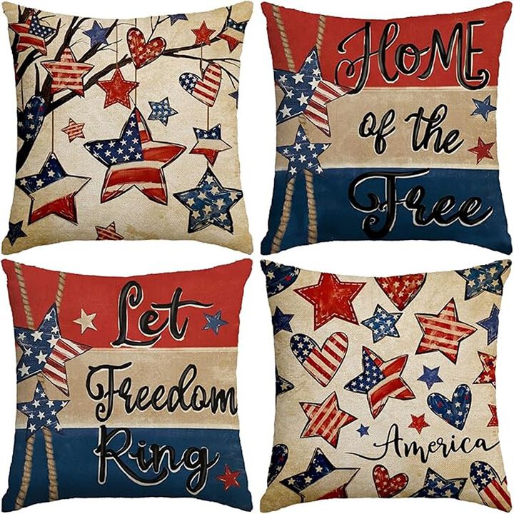 USA Flag Retro Fourth of July Cushion Case for Sofa Couch Decor