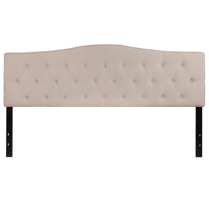 Flash Furniture Tufted Upholstered King Size Headboard in Beige Fabric