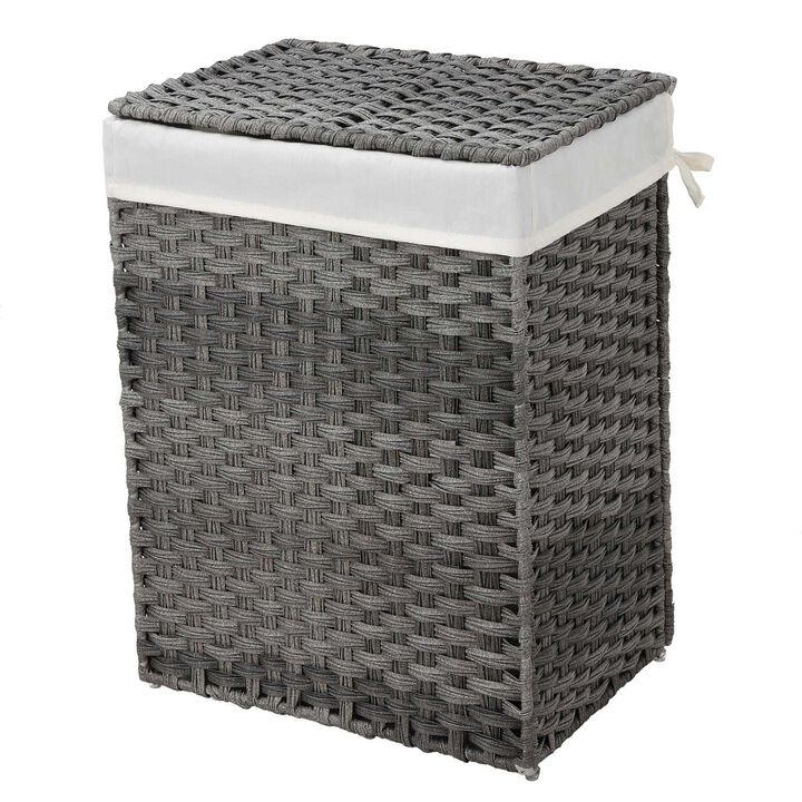 BreeBe Gray Handwoven Laundry Basket